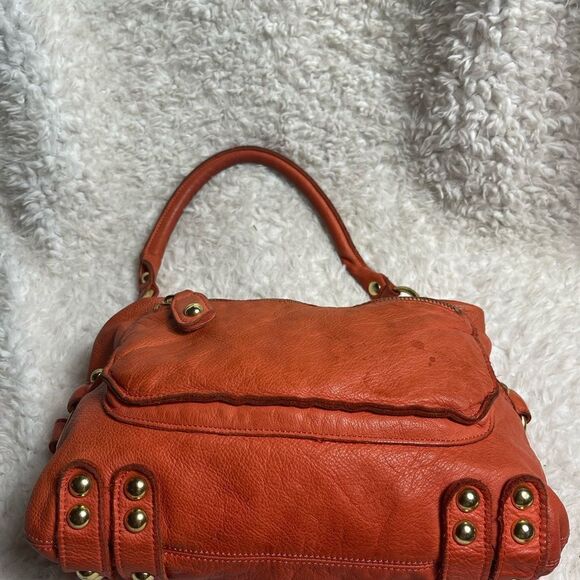 Vintage Fully Leather Orange Linea Pelle Collection shoulder bag brass hardwares - Picture 8 of 16